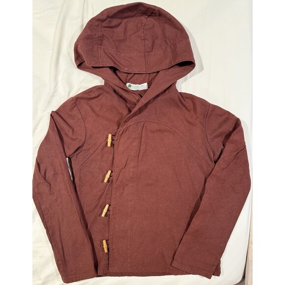 Vintage Y2K A-Wear-Ness Jacket S Brown Canvas Hooded Kimono Style Boho Canada - Picture 3 of 16
